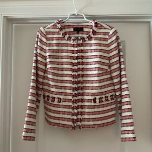 Talbots Pink and Black Striped Tweed Jacket